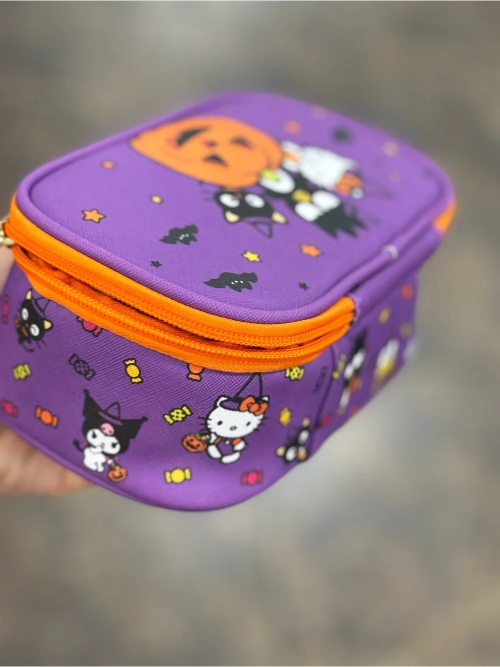 Hello Kitty Purple Halloween Pencil Pouch with Orange Trim